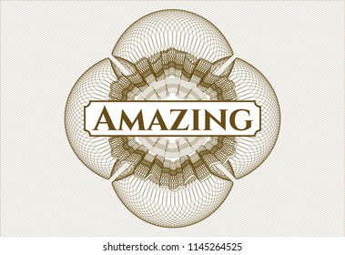 Brown abstract linear rosette with text Amazing inside