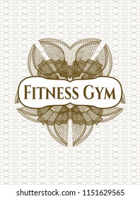 Brown abstract linear rosette with text Fitness Gym inside