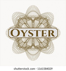 Brown abstract linear rosette with text Oyster inside