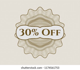 Brown abstract linear rosette with text 30% Off inside