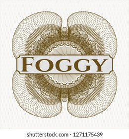 Brown abstract linear rosette with text Foggy inside