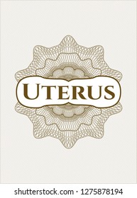 Brown abstract linear rosette with text Uterus inside