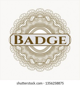 Brown abstract linear rosette with text Badge inside