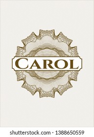 Brown abstract linear rosette with text Carol inside