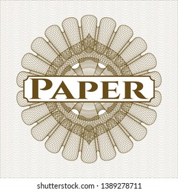 Brown abstract linear rosette with text Paper inside