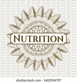 Brown abstract linear rosette with text Nutrition inside