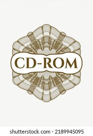 Brown abstract linear rosette with text CD-ROM inside