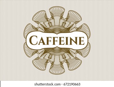 Brown abstract linear rosette with text Caffeine inside