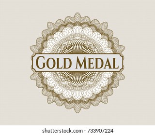 Brown abstract linear rosette with text Gold Medal inside