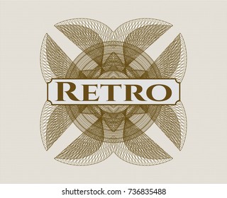 Brown abstract linear rosette with text Retro inside