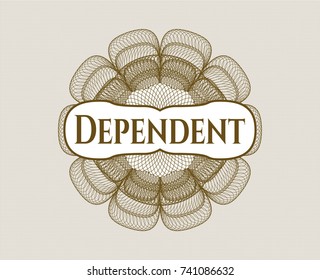 Brown abstract linear rosette with text Dependent inside