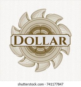 Brown abstract linear rosette with text Dollar inside