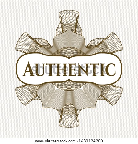 Brown abstract linear rosette with text Authentic inside