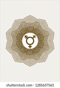 Brown abstract linear rosette with transgender icon inside