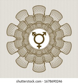 Rosette lineal abstracto marrón con icono transgénero dentro