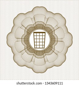 Brown abstract linear rosette with wastepaper basket icon inside