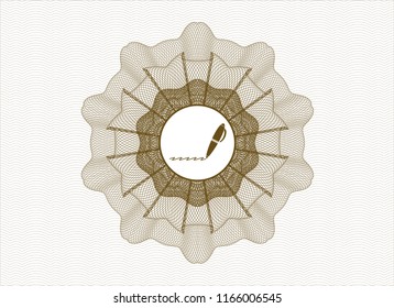 Brown abstract linear rosette with writer icon inside