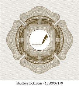 Brown abstract linear rosette with writer icon inside