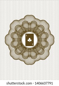 Brown abstract rosette with ace of clover icon inside