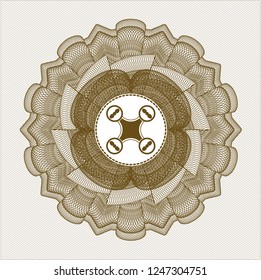 Brown abstract rosette with air drone icon inside