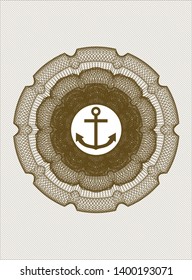 Brown abstract rosette with anchor icon inside