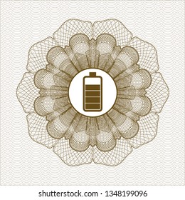 Brown abstract rosette with battery icon inside