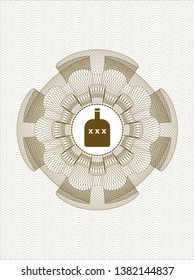 Brown abstract rosette with bottle of alcohol icon inside