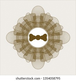Brown abstract rosette with bow tie icon inside