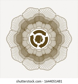 Brown abstract rosette with brain storm icon inside