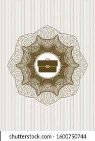 Brown abstract rosette with briefcase icon inside