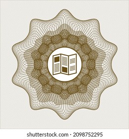 Rosette abstracto marrón. con el icono de folleto dentro