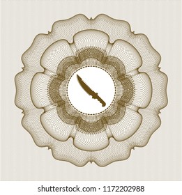 Brown abstract rosette with combat knife icon inside