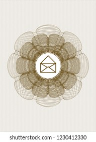 Brown abstract rosette with envelope icon inside