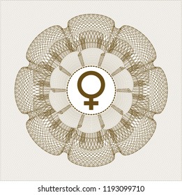 Brown abstract rosette with female icon inside