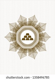 Brown abstract rosette with gold bullion icon inside