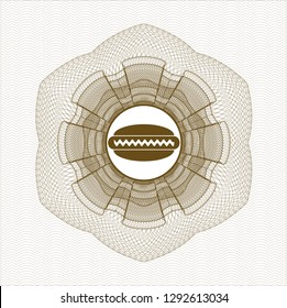 Brown abstract rosette with hot dog icon inside