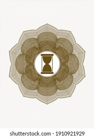 Brown abstract rosette. with hourglass icon inside