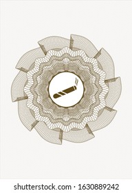 Brown abstract rosette with joint, cigarette icon inside