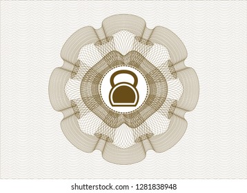 Brown abstract rosette with kettlebell icon inside