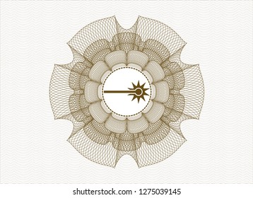 Brown abstract rosette with laser icon inside