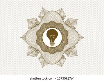 Brown abstract rosette with light bulb icon inside