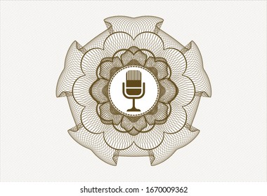 Brown abstract rosette with microphone icon inside