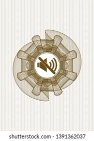Brown abstract rosette with mute icon inside
