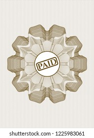 Brown abstract rosette with paid icon inside
