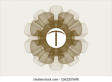 Brown abstract rosette with pickaxe icon inside