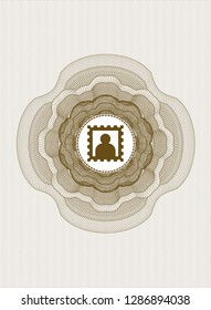 Brown abstract rosette with picture icon inside