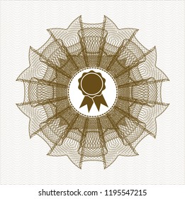 Brown abstract rosette with ribbon icon inside