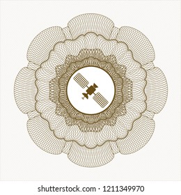 Brown abstract rosette with satelite icon inside