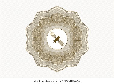 Brown abstract rosette with satelite icon inside