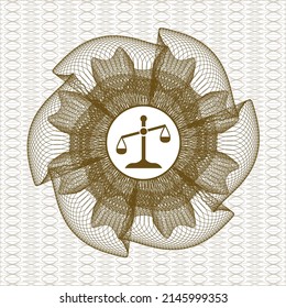 Brown abstract rosette. with scale icon inside